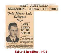 Tabloid headline, 1935