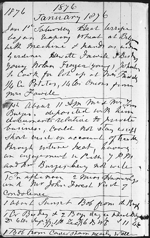 Page from Eliza Shaws diary