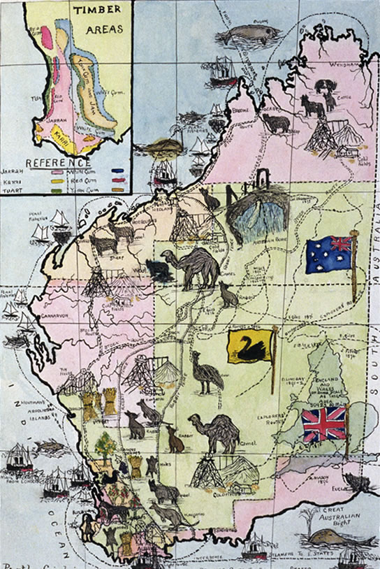 Image: Close up of a map of Western Australia (north)