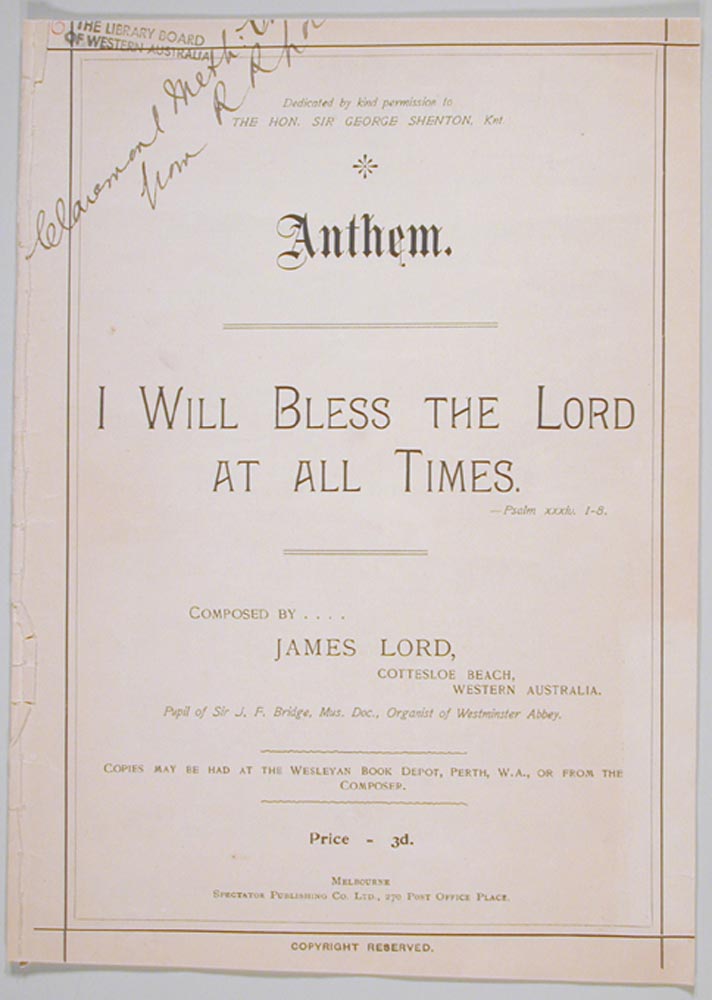 I Will Bless the Lord at all Times - Title Page